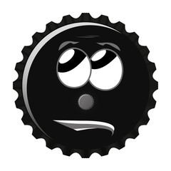 Kronkorken Smiley nachdenklich gr&uuml;belnd