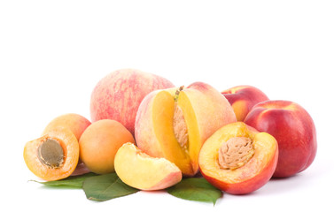 Tasty fresh peach on white background
