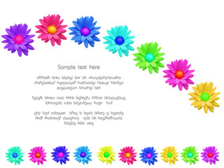 colorful complimentary card with dahlia flowers in bloom