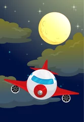 Fotobehang Kosmos een maan en vliegtuig