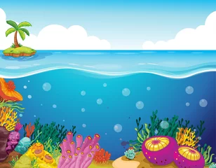 Foto op Plexiglas Onderwaterwereld palmboom en koraal