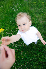 Baby girl with flower