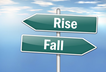 Signpost "Rise vs. Fall"