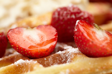 Waffles with strawberry