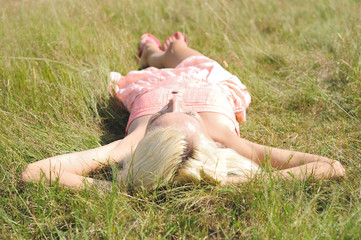 Young girl on grass © fuzzbones
