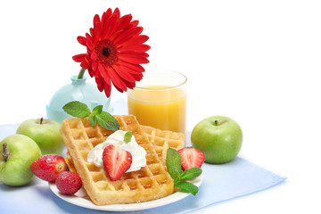 light breakfast isolated on white