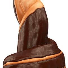 close-up view of sweet chocolate caramel ice cream twirl