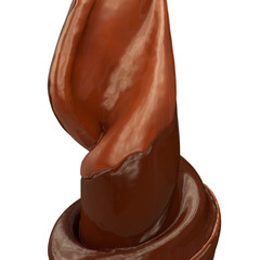 flowing brown chocolate ice cream twirl