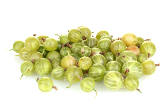 Green gooseberry isolated on white