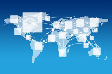 touching world map on a touch screen