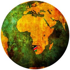 namibia flag on globe map