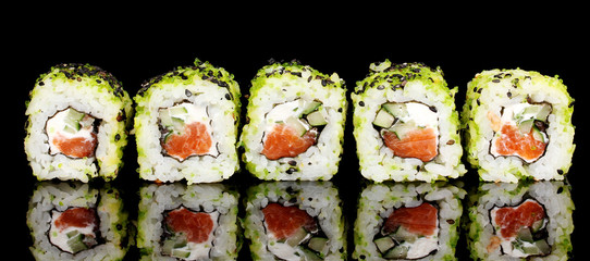 Tasty rolls isolated on black