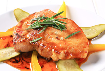 Pork chop in spicy  glaze