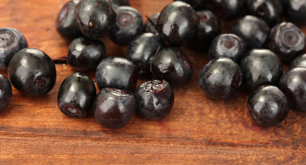 fresh blueberry on wooden background close-up