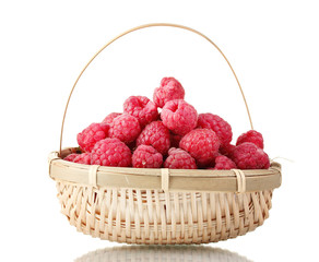 Fototapeta na wymiar raspberry in a basket isolated on white