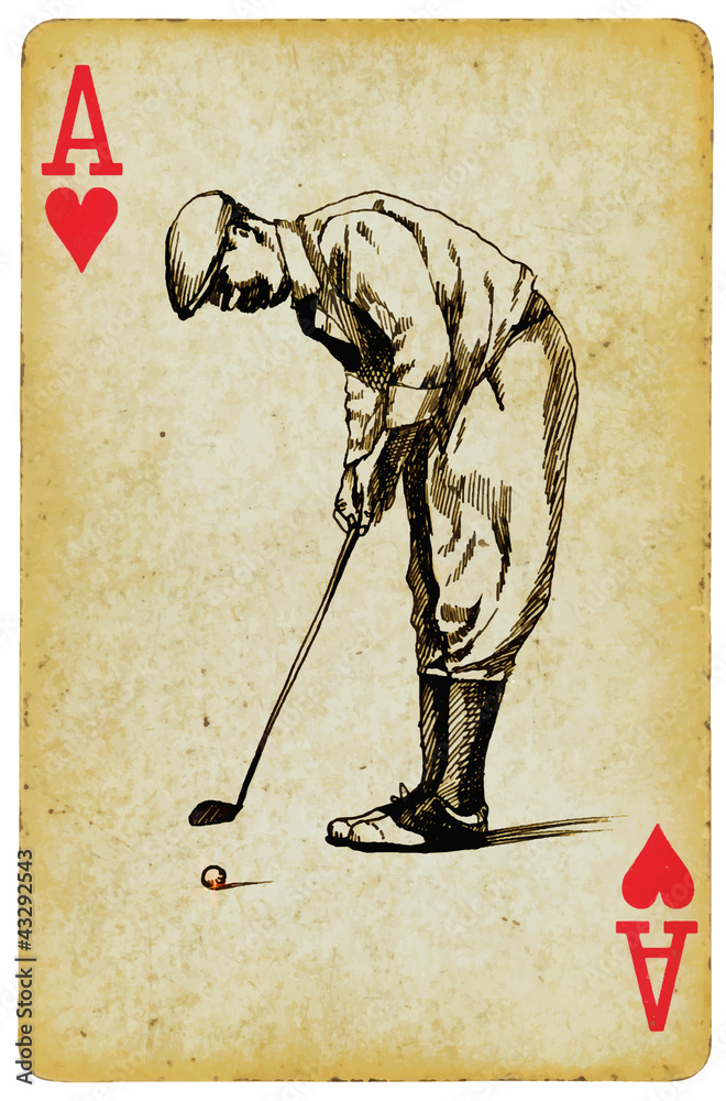 Sticker ace of golf, hand drawing