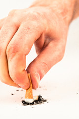 Hand extinguished a cigarette
