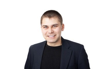 young smiling businessman isolated on white background