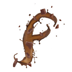 Chocolate splash letter isolated on white background 