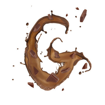Chocolate splash letter isolated on white background 