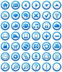41 web icons isolated 1 blank blue