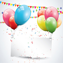 Modern birthday background with balloons and place for text