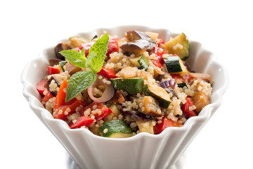 quinoa sald with vegetables, vegetarian food