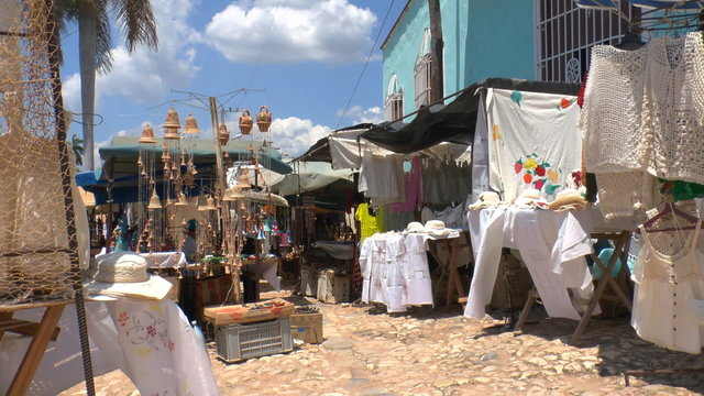 Souvenir shops on streets of Trinidad, Cuba