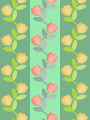 Seamless floral vines stripes wallpaper