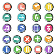 Travel and navigation round buttons set