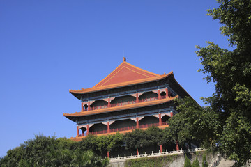 Pagoda against blue sky