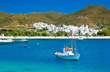Katapola bay on Amorgos island, Cyclades, Greece - obrazy, fototapety, plakaty