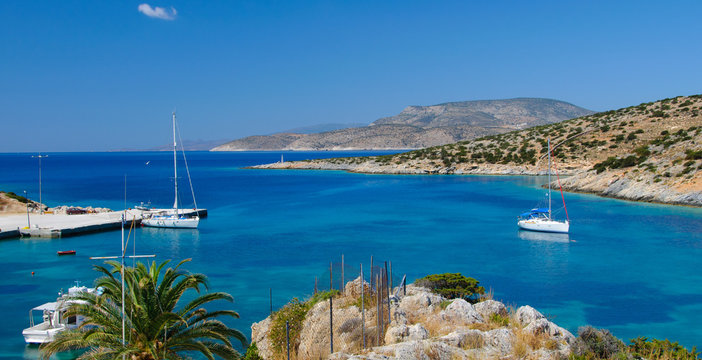 Yachts on anchorage in Greece