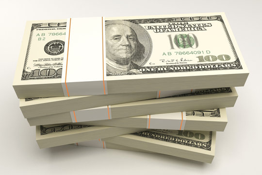illustration of 3d image of bundle of dollar note