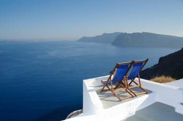 Relaxing in Santorini, Greece