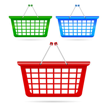 shopping basket in three color vector