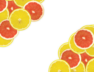 Abstract background of citrus slices. Closeup. Studio photograph