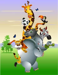 Crédence de cuisine en verre imprimé Zoo Caricature d& 39 animaux sauvages d& 39 Afrique