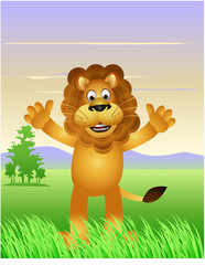 Obraz na płótnie Canvas funny lion cartoon