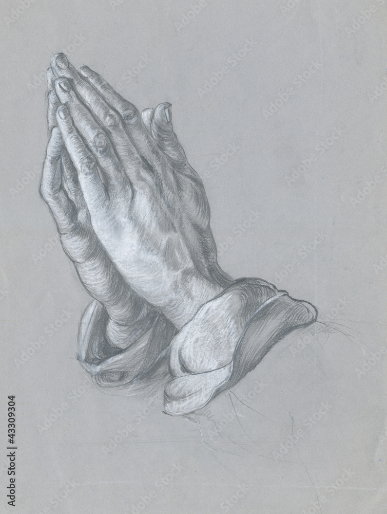 Canvas Prints hands (by a. durer), pencil and white chalk technique