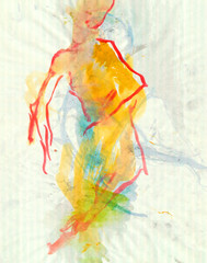 ballerina, water colors technique