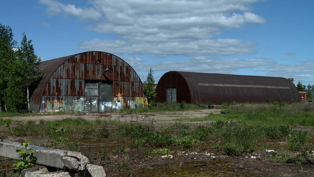 Two abandoned hangars