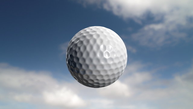 Golf ball flies at the camera then stops.