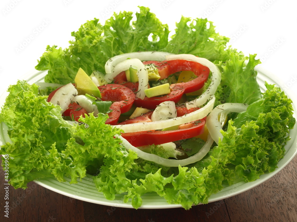 Poster paprika on lettuce leaves