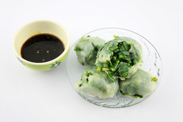 Steamed Garlic chives with source Thai food