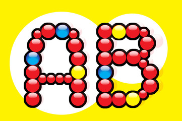 illustration of  glass letters  on  background.