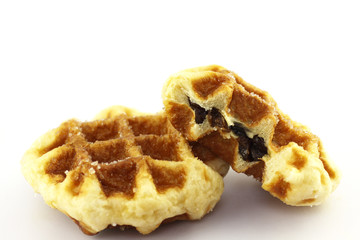 freshly baked waffles on a white background