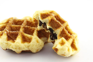 freshly baked waffles on a white background