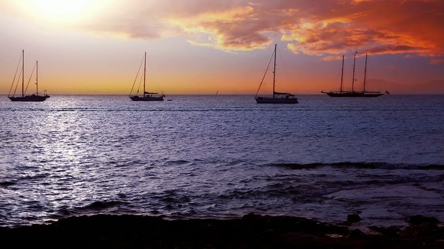 Ibiza sea sunset view from Formentera Balearic islands