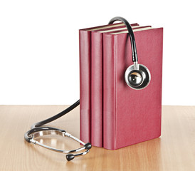 stethoscope and books